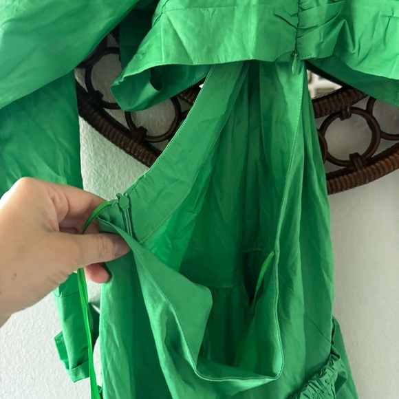Jason Wu Cutout Waist Long Sleeve Deep Plunge Green Dress Size Small - Picture 6 of 8